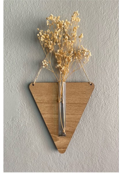 Ahşap Dekoratif Üçgen 3'lü Duvar Çiçekliği (Çiçek Hediyeli) modelleri