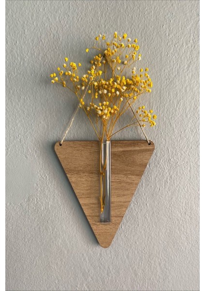 Ahşap Dekoratif Üçgen 3'lü Duvar Çiçekliği (Çiçek Hediyeli) fırsatları