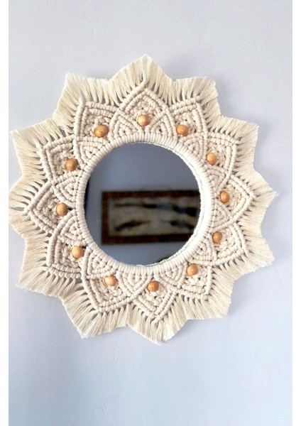 Makrome Örgü Ayna, Makrome Duvar Süsü, Makrome Duvar Dekorasyon