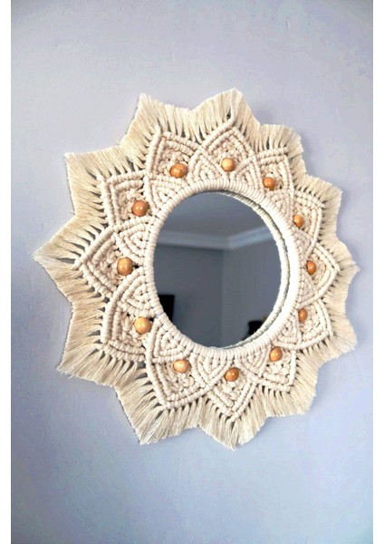 Makrome Örgü Ayna, Makrome Duvar Süsü, Makrome Duvar Dekorasyon modelleri