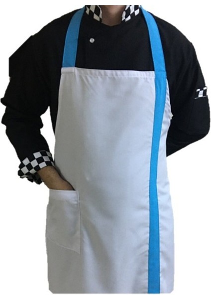 Boyudan Askılı Aşçı-Mutfak-Restorant-Garson Önlüğü (Turkuaz Bantlı) modelleri