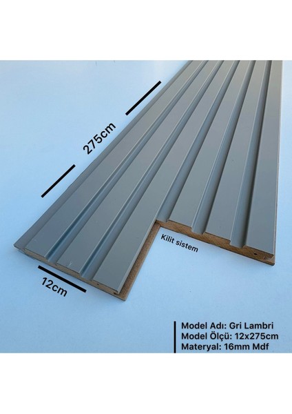 (4 Adet) Teak Mdf Lambri Duvar Paneli 12CM x 275CM
