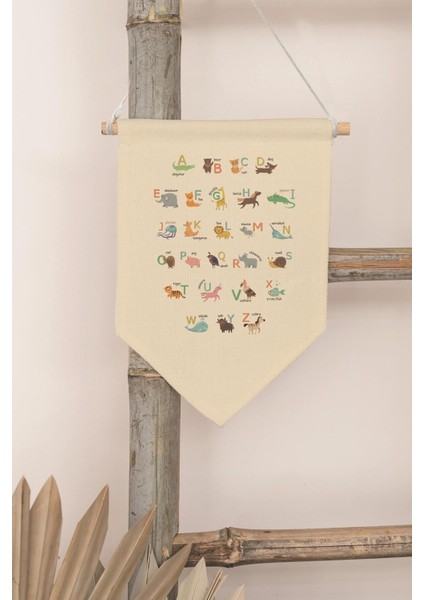 Çocuk Odası Dekor, Duvar Süsü, Ahşap Bebek Odası Dekor, Canvas Flama, Alfabe Pastel Renkli
