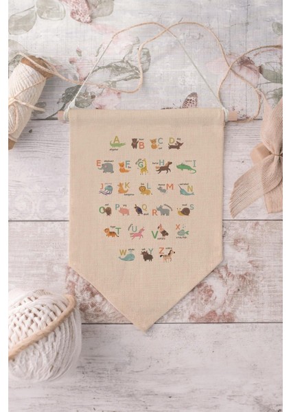 Çocuk Odası Dekor, Duvar Süsü, Ahşap Bebek Odası Dekor, Canvas Flama, Alfabe Pastel Renkli modelleri