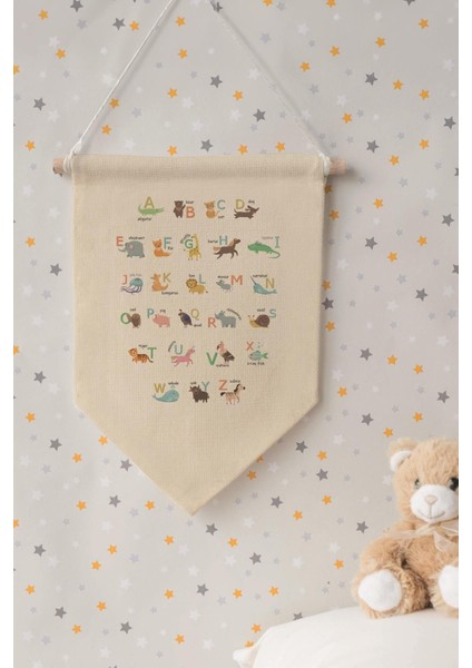 Çocuk Odası Dekor, Duvar Süsü, Ahşap Bebek Odası Dekor, Canvas Flama, Alfabe Pastel Renkli fırsatları