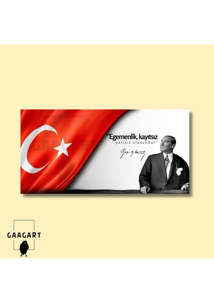 Panoramik Kanvas Makam Panosu Atatürk ve Bayrak \'\'egemenlik, Kayıtsız Şartsız Ulusundur. \'\'