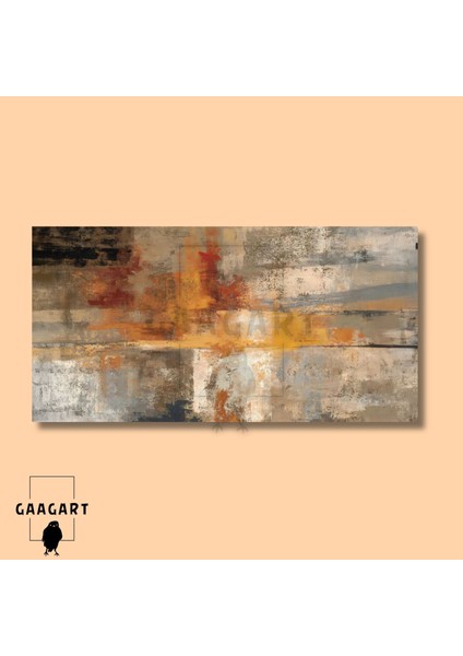 Panoramik Kanvas Duvar Tablosu Yağlı Boya Görünümlü Soyut Kiremit Desen modelleri