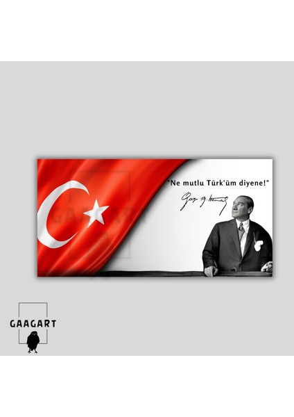 Panoramik Kanvas Makam Panosu Atatürk ve Bayrak "ne Mutlu Türk'üm Diyene!" fiyatları