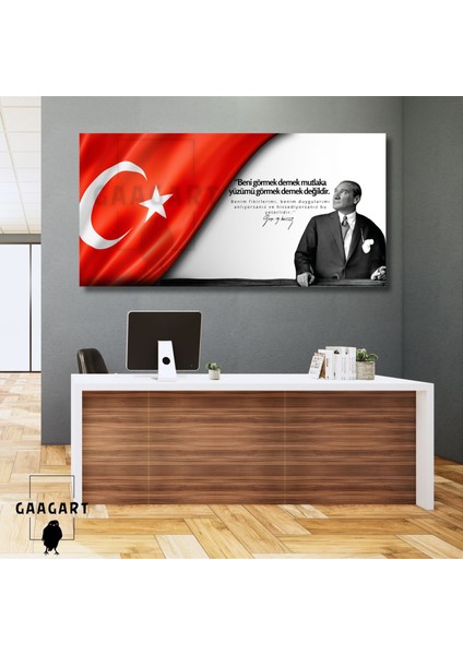 Panoramik Kanvas Makam Panosu Atatürk ve Bayrak Beni Görmek Demek Mutlaka Yüzümü Görmek Demek Değildir.