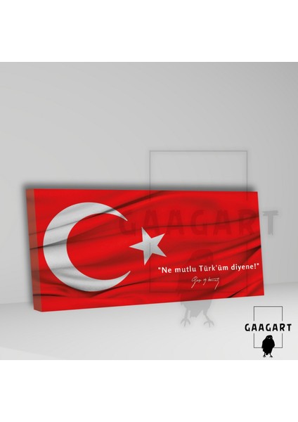 Panoramik Kanvas Makam Panosu Türk Bayrağı Atatürk \"ne Mutlu Türk\'üm Diyene!\"