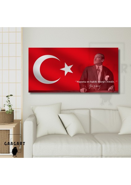 Panoramik Kanvas Makam Panosu Atatürk Sözleri ‘’hayatta En Hakiki Mürşit Ilimdir. ‘’