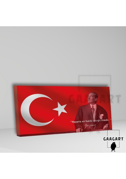 Panoramik Kanvas Makam Panosu Atatürk Sözleri ‘’hayatta En Hakiki Mürşit Ilimdir. ‘’