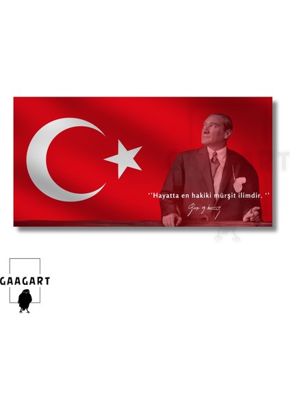Panoramik Kanvas Makam Panosu Atatürk Sözleri ‘’hayatta En Hakiki Mürşit Ilimdir. ‘’