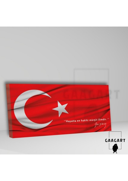 Panoramik Kanvas Makam Panosu Türk Bayrağı Atatürk ‘’hayatta En Hakiki Mürşit Ilimdir. ‘’