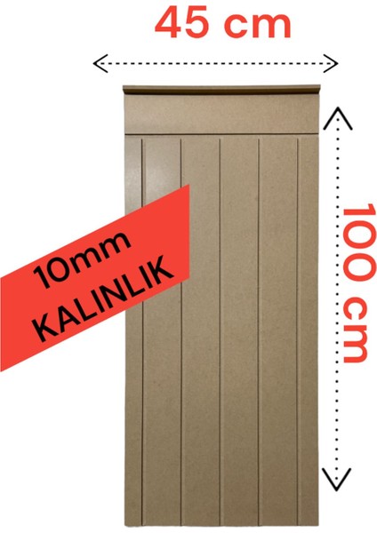 Dekoratif Duvar Paneli ( 45 x 100 cm ) Boyanabilir Ahşap 10 mm Ham Mdf Duvar Paneli