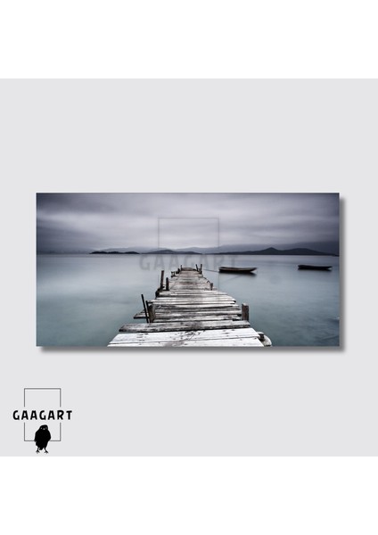 Panoramik Kanvas Duvar Tablosu Gri Iskele Manzarası modelleri