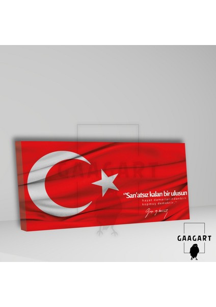 Panoramik Kanvas Makam Panosu Türk Bayrağı Atatürk ve Sanat