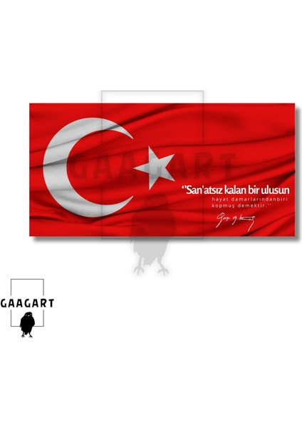 Panoramik Kanvas Makam Panosu Türk Bayrağı Atatürk ve Sanat
