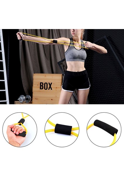 8 Şeklinde Direnç Bandı Yoga Plates ve Vücut Geliştirme Egzersiz Bandı (3791)