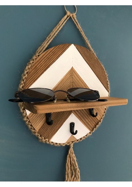 Dekoratif Ahşap Raflı Kapı Anahtar Askısı Anahtarlık