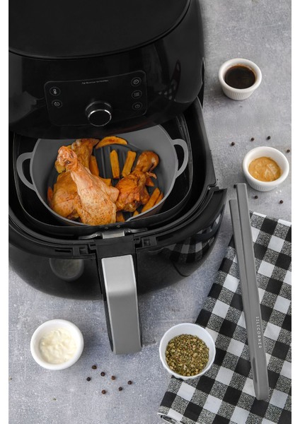2 Parça Silikon Air Fryer Pişirme Seti Maşa Air Fryer Pişirme Kabı Haznesi