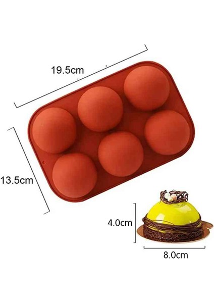 Çikolata Kalıbı Pişirme Kek Kalıbı Yarım Küre Silikon Kalıbı 8X8X4 cm Gt107