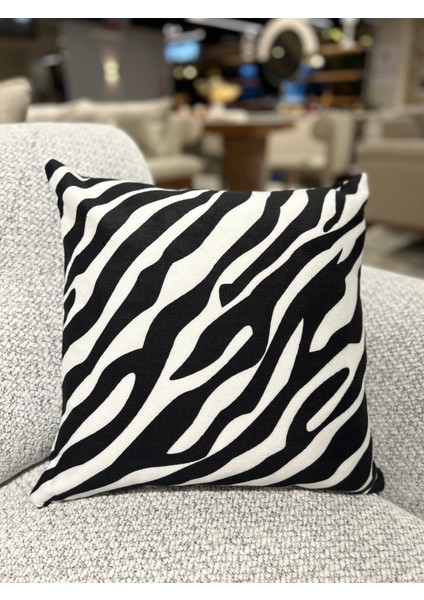 1 Adet Kırlent Kılıfı Dijital Baskı 43 x 43 cm Siyah Beyaz Fermuarlı