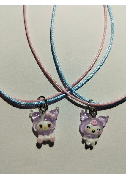 Sevimli Sanrio Kawai Mor Kuromi Bf Best Friend Arkadaşlık Kolyesi Aksesuar Şık Hediyelik