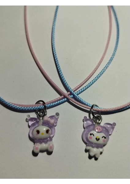 Sevimli Sanrio Kawai Mor Kuromi Bf Best Friend Arkadaşlık Kolyesi Aksesuar Şık Hediyelik modelleri