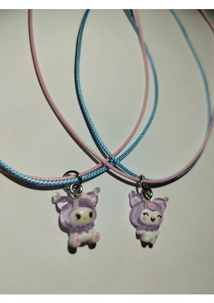 Sevimli Sanrio Kawai Mor Kuromi Bf Best Friend Arkadaşlık Kolyesi Aksesuar Şık Hediyelik fırsatları