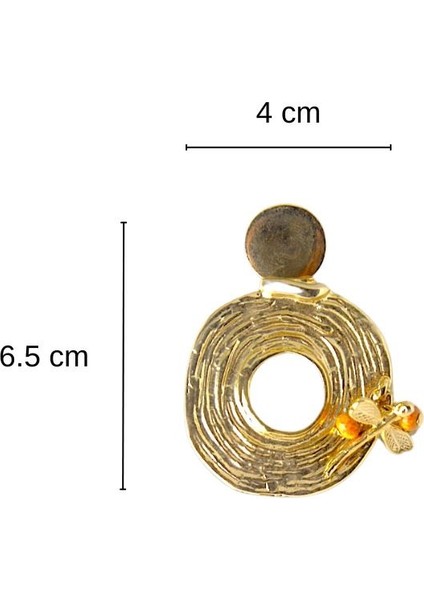 Metal Dokulu Yuvarlak Kelebekli Gold Broş modelleri