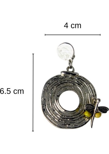 Metal Dokulu Yuvarlak Kelebekli Broş