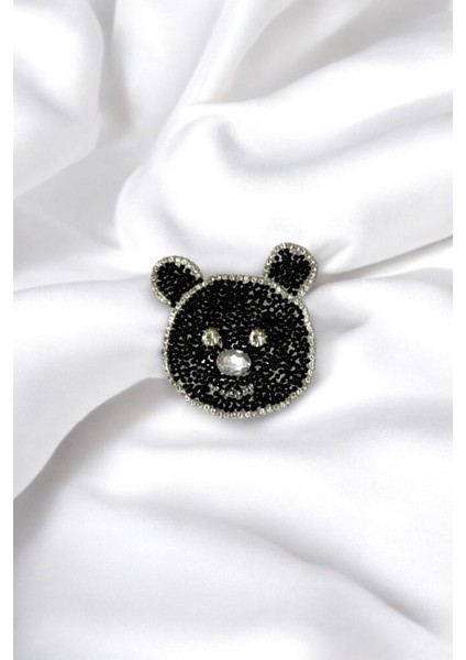 Yapıştırma Boncuk ve Taş Detaylı Panda Aksesuar
