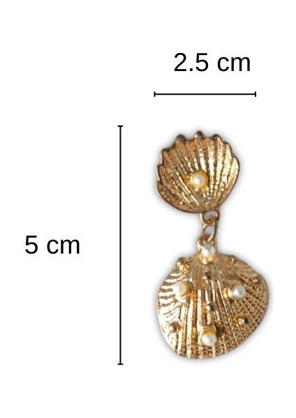 Metal Incili Çift Deniz Kabuğu Broş modelleri