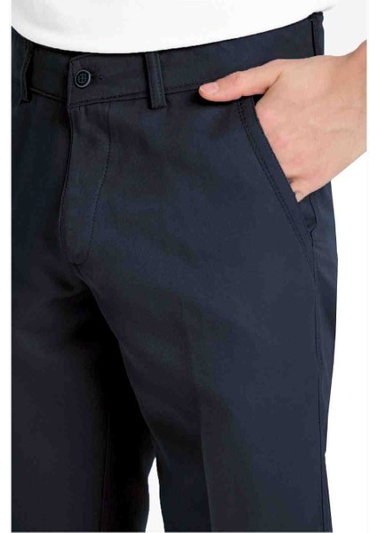 Erkek Klasik Kesim Lacivert Keten Pantolon