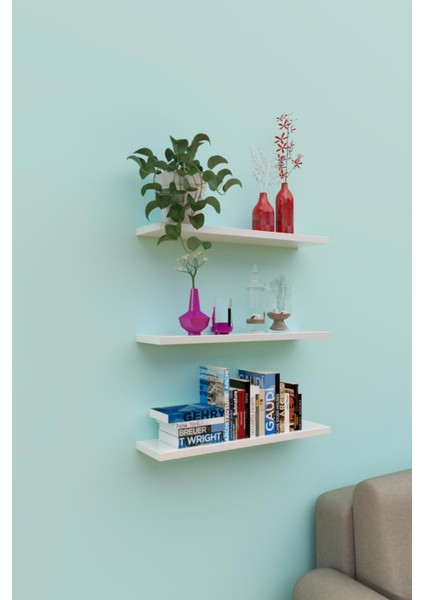 3g Tasarım Dekoratif Duvar Rafı, Uçan Raf Gizli Bağlantılı 60 cm Beyaz 3G-UR-09B fiyatları