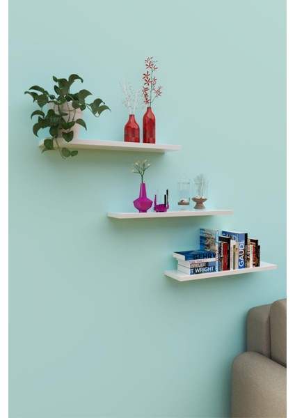 3g Tasarım Dekoratif Duvar Rafı, Uçan Raf Gizli Bağlantılı 60 cm Beyaz 3G-UR-09B fırsatları