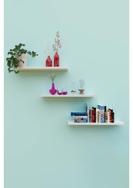 3g Tasarım Dekoratif Duvar Rafı, Uçan Raf Gizli Bağlantılı 60 cm Beyaz 3G-UR-09B indirimleri