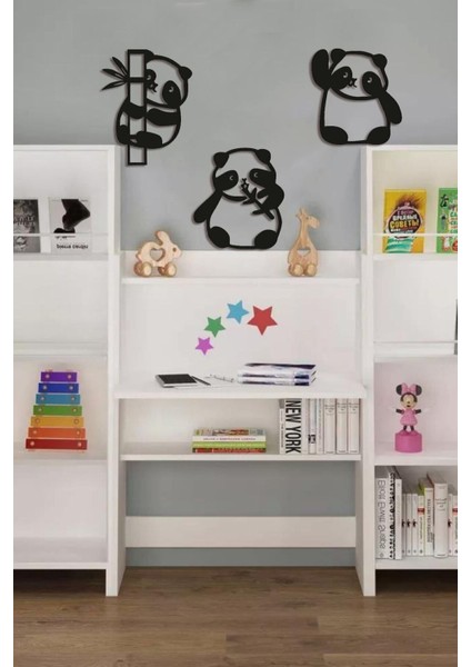 3'lu Yavru Panda Duvar Dekoru - Duvar Süsü - Çocuk Odası Konsepti 50 x 22CM fiyatları