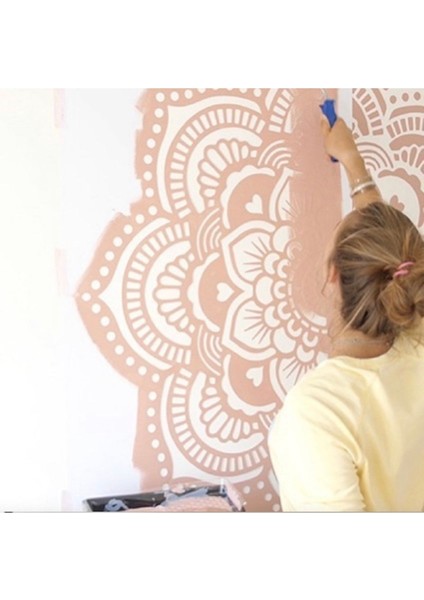 Sunshine Büyük Boy Mandala Duvar, Dekoratif Hazır Şablon, Stencil, 200*200