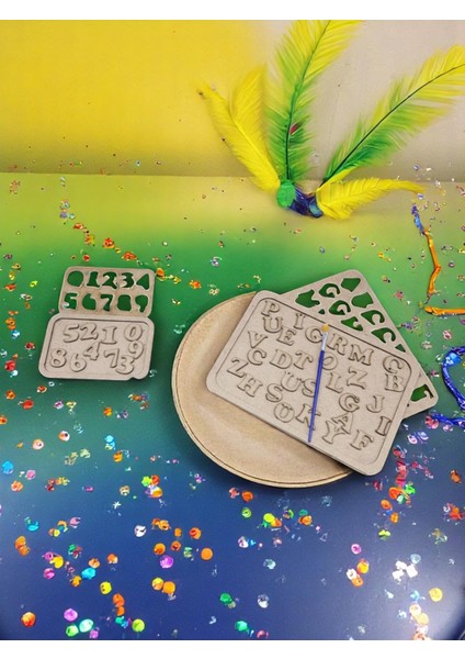 Ev-Okul Etkinliği Ahşap Puzzle 4'lü Boyama Seti, 12 Renk Boya ve Fırça Ile... modelleri