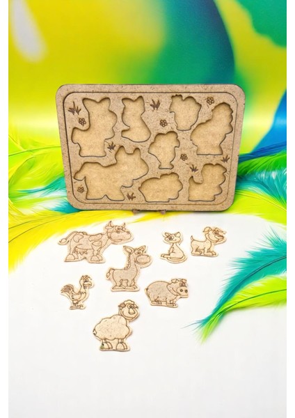 Ev-Okul Etkinliği Ahşap Puzzle 4'lü Boyama Seti, 12 Renk Boya ve Fırça Ile... fırsatları