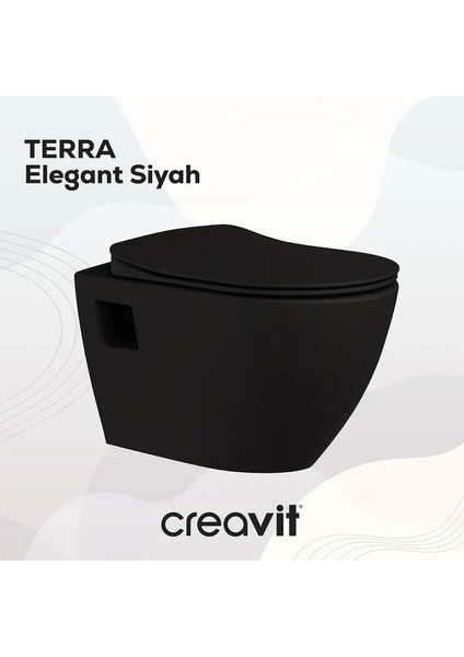 Terra Mat Siyah Asma Klozet + Duroplast Yavaş Kapanır Kapak + Vitra Siyah Gömme Rezervuar Set