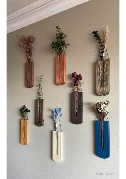 Ahşap Dekoratif 8'li Duvar Çiçekliği (Çiçekler Dahil Değildir)