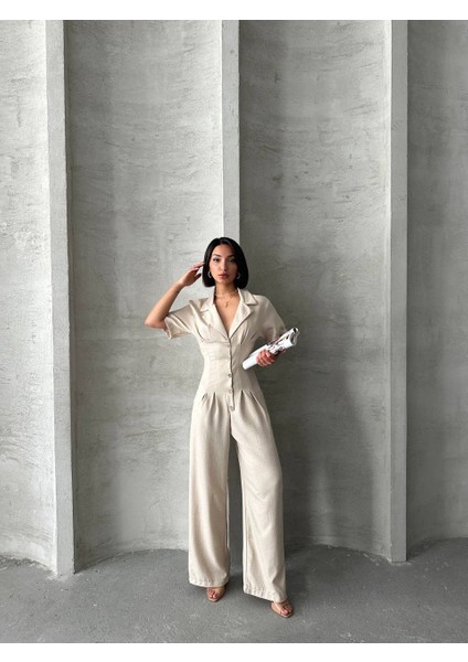 Gömlek Yaka Keten Uzun Tulum indirimleri