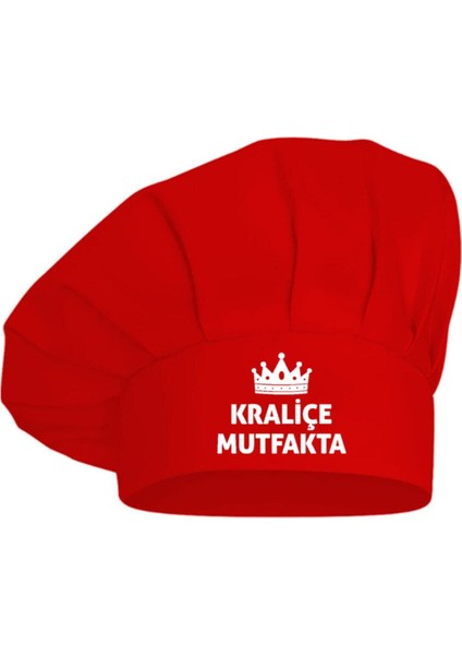 Ayarlanabilir Kırmızı Baskılı Aşçı Şapkası, şıklık ve konfor sunar, yıkama talimatı T01