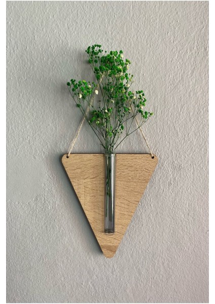 Ahşap Dekoratif Üçgen 3'lü Duvar Çiçekliği (Çiçek Hediyeli) fiyatları