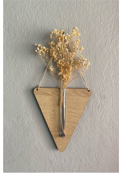 Ahşap Dekoratif Üçgen 3'lü Duvar Çiçekliği (Çiçek Hediyeli) modelleri