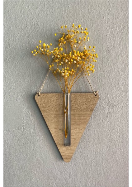 Ahşap Dekoratif Üçgen 3'lü Duvar Çiçekliği (Çiçek Hediyeli) fırsatları