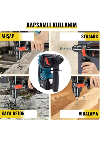 4lü Dörtlü Sarjlı Set Somun Sıkma Vidalama Matkap Hilti+Spral+Powerbank